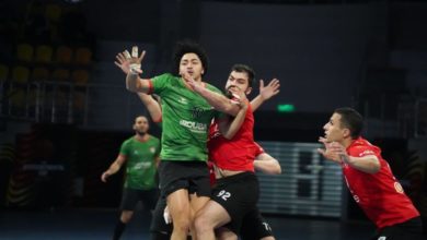 لقطة من مباراة الأهلي وسبورتنج لكرة اليد