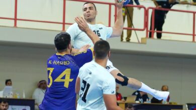 من مباراة البنك الأهلي والحشد العراقي بالبطولة العربية لليد