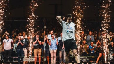 علي فرج لاعب منتخب مصر للاسكواش