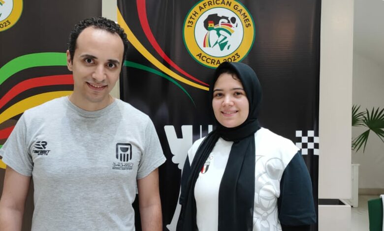 باسم امين وشاهندة وفا لاعبا منتخب مصر للشطرنج