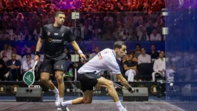 علي فرج لاعب منتخب مصر للاسكواش