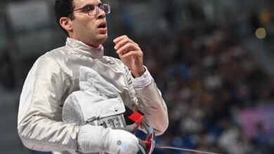 محمد عامر لاعب منتخب مصر لسلاح السيف