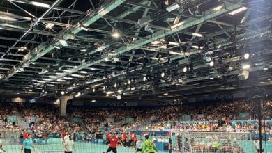 لقطة من مباراة منتخب اليد أمام الأرجنتين
