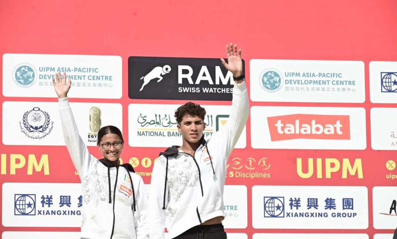 جنة الجندي وسيف سليمان لاعبا منتخب مصر للخماسي الحديث