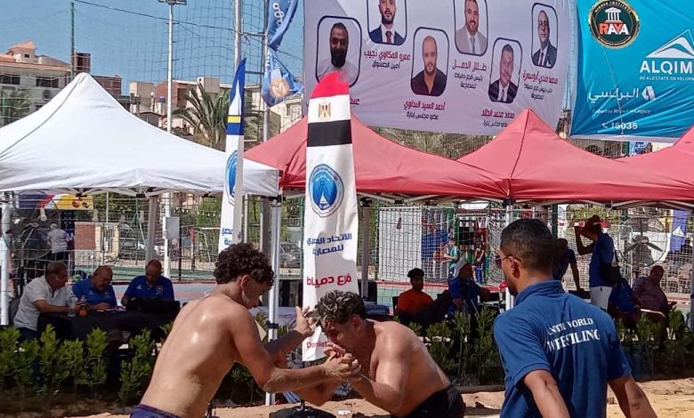 ذهبية وفضية وبرونزيتان لأبطال الدقهلية فى أول أيام بطولة الجمهورية للمصارعة الشاطئية